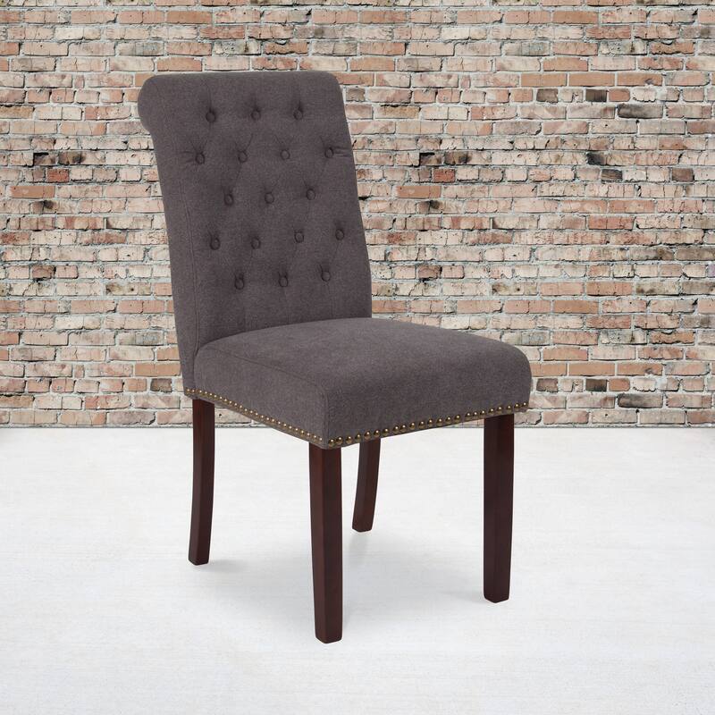 Parsons Rolled Back Accent Nail Trim Chairs (Set of 2) - 18.5"W x 27.5"D x 39.75"H