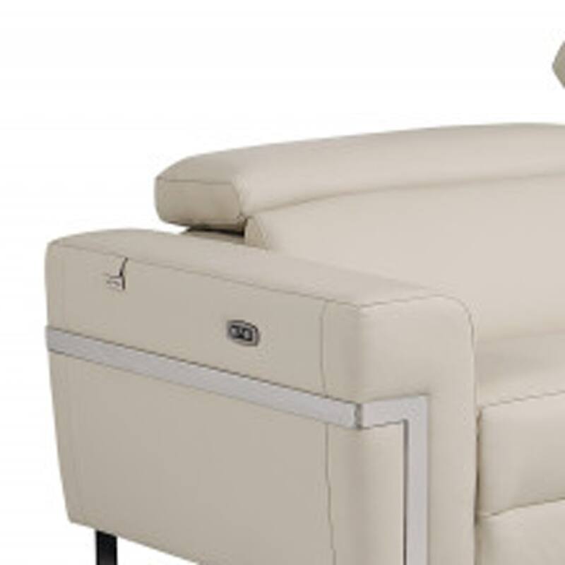 HomeRoots Two Piece Indoor Beige Italian Leather Five Person Seating Set