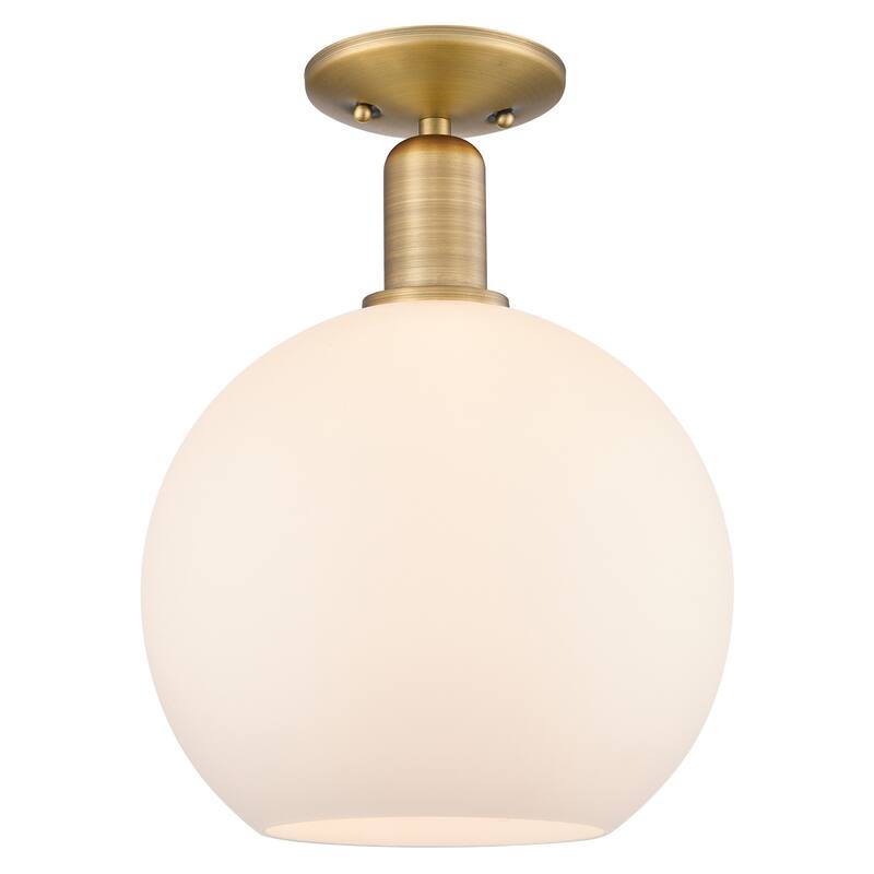 Innovations Lighting 716-1C-14-10 Athens Semi-Flush Athens 10" Wide - Brushed Brass / Matte White
