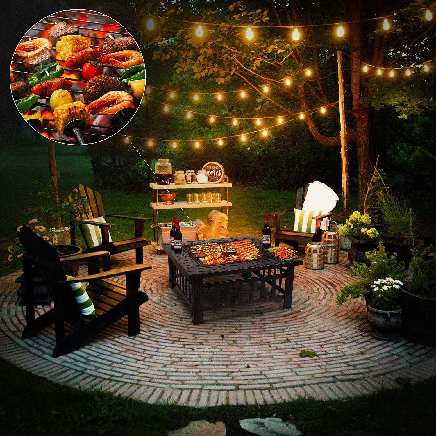 Panovue 22 In Firepit For Outside Outdoor Small Fire Pit,Durable Fi