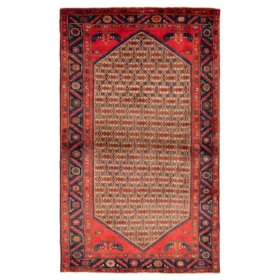 ECARPETGALLERY Hand-knotted Andelz Brown, Red Wool Rug - 4'2 x 7'1