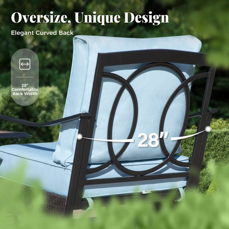 MAISON ARTS 4-Piece Rattan Wicker Patio Furniture Set with Swivel Chairs, Metal Frame & Coffee Table for Outdoor Spaces