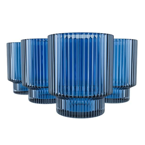 American Atelier Set of 4 Vintage Art Deco Fluted Drinking Glasses - 9 oz.  - On Sale - Bed Bath & Beyond - 38339428