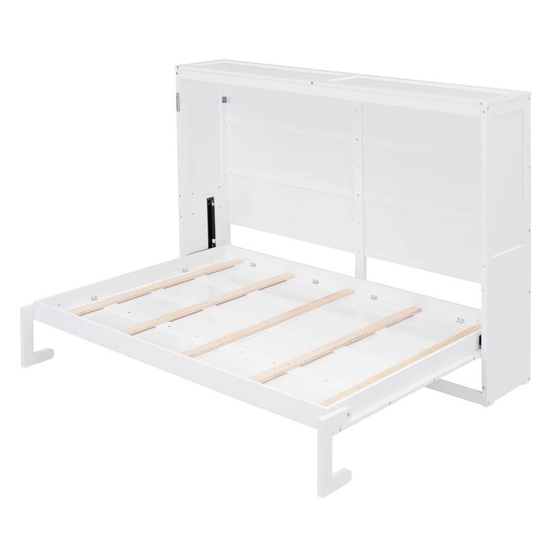 Roomfitters Full/Queen Size Murphy Bed Wall Bed with Space-Saving Fold Down Design, Modern Platform Bed Frame