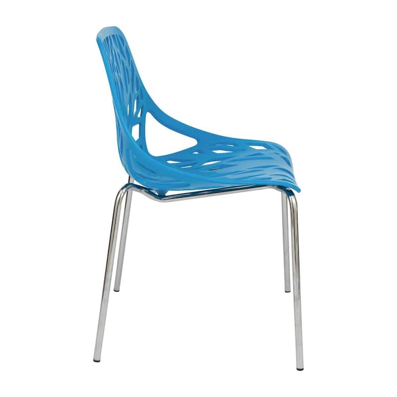 Asbury Stackable Dining Chair with Chrome Legs Side Chair with Modern Cut-Out Design Backrest