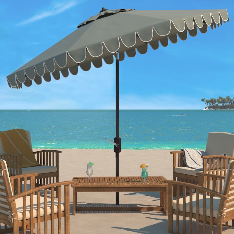 SAFAVIEH Outdoor Gracelyn 11Ft Round Crank Umbrella
