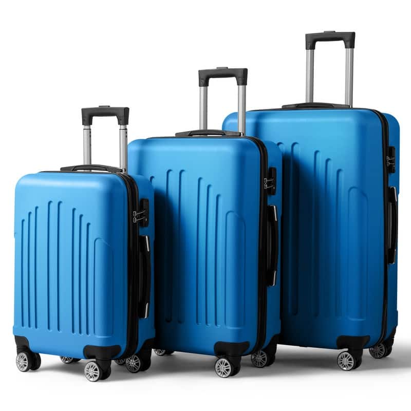 Nested Hardside Luggage Set in Blue, 3 Piece - TSA Compliant