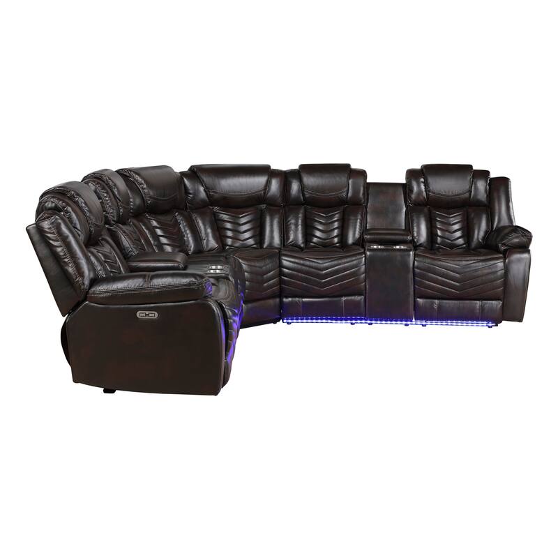 Cove Faux Leather 3-Piece Power Reclining Sectional Sofa with Consoles