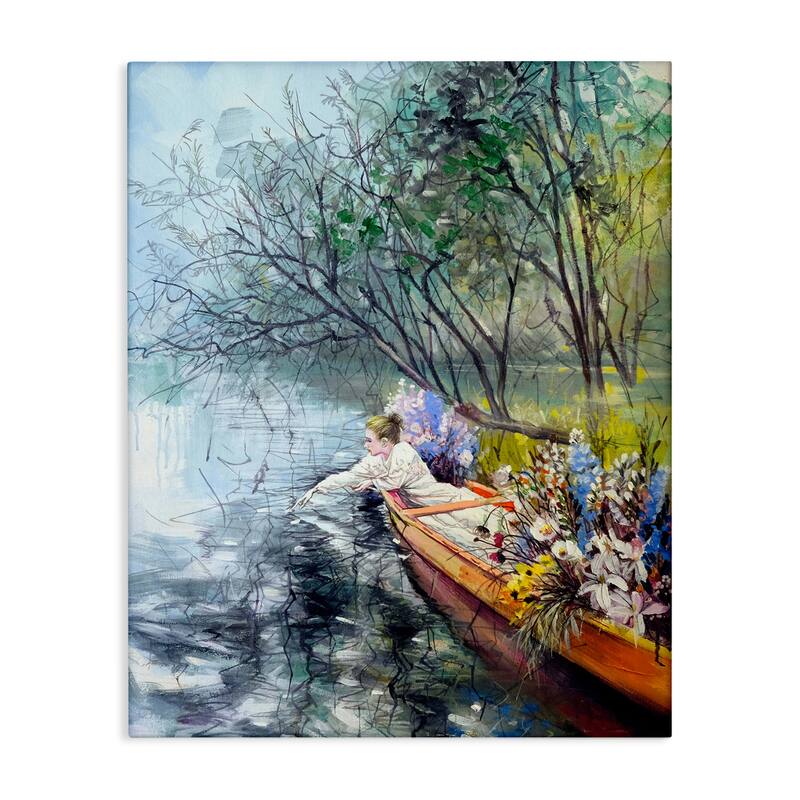 Stupell Woman in Floral Filled Boat Canvas Wall Art Design By Lucille Lee - 30 x 40