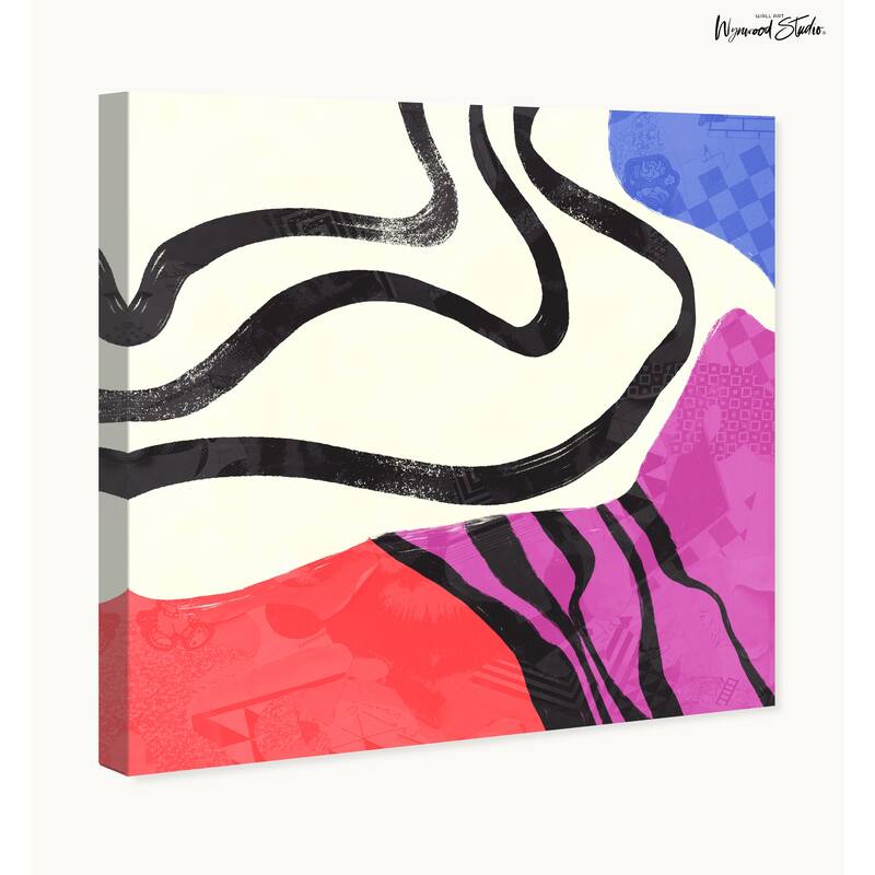Wynwood Studio Canvas Abstract Purplish Quadrant Red Modern & Contemporary Wall Art Canvas Print