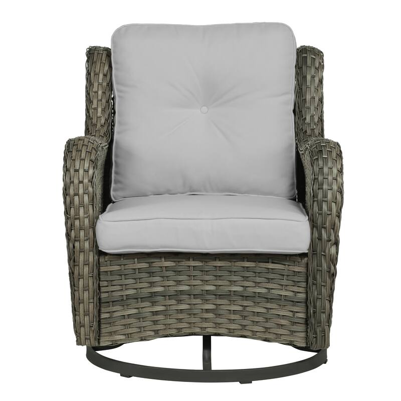 Outdoor Rattan Wicker Swivel Lounge Chair Cushioned Patio Rocker