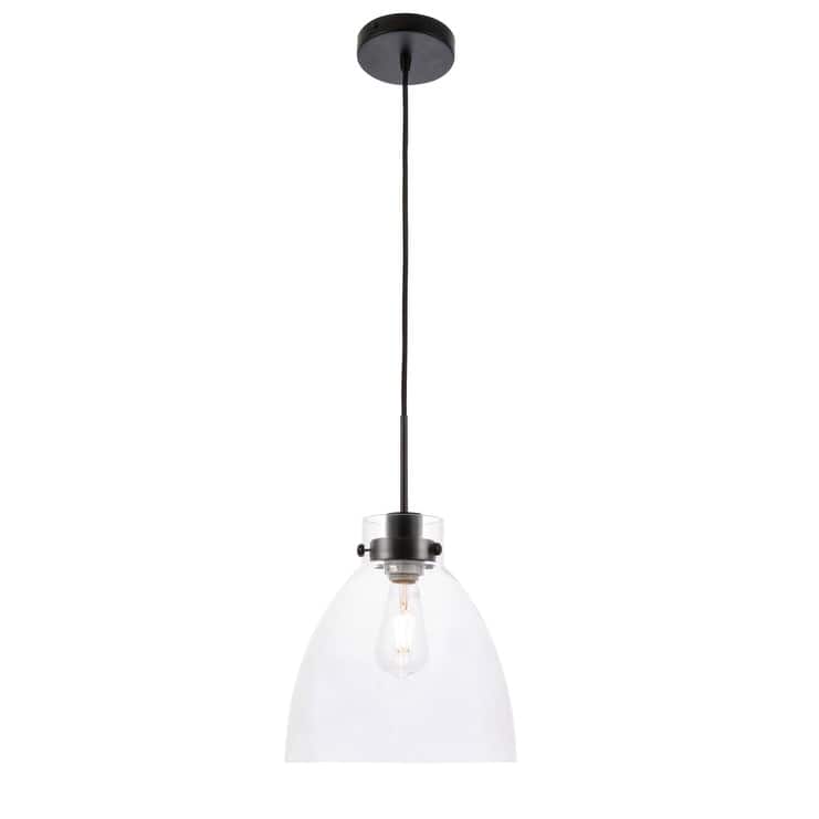Ingrid 11-Inch Clear 1-Light Pendant - Black