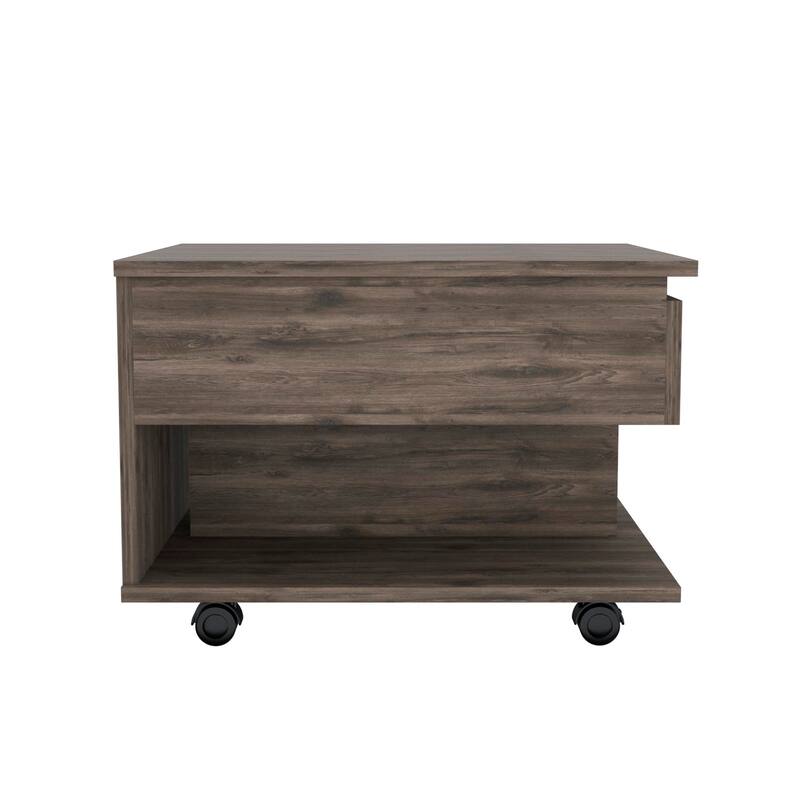 Lift Top Coffee Table with 1 Drawer,1 Shelf and 4 Wheels