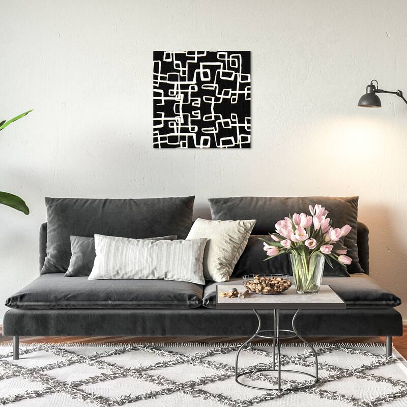 Wynwood Studio Canvas Abstract Geometry Noir Black and Modern & Contemporary Wall Art Canvas Print - 20 x 20