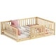 preview thumbnail 95 of 102, Montessori Floor Bed with Fence Guardrail and Removable Door Toddler Floor Wood Bed Frame for Kids Boys Girls Children's Room