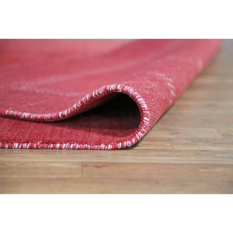 Hand Knotted Oriental 100% Wool Carpet Tribal Tribal Red Gabbeh Area Rug - 9' 9'' X 6' 8''