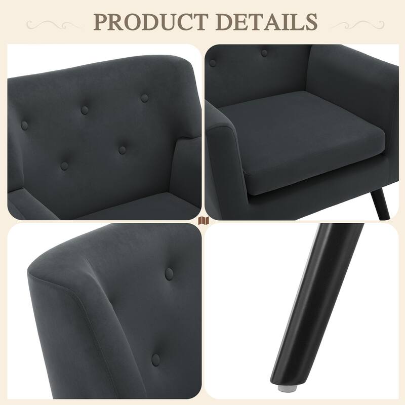 Velvet Upholstered Armchair Tufted Accent Chair, Set of 2 - 30.71"H x 28.35" W x 27.56"D