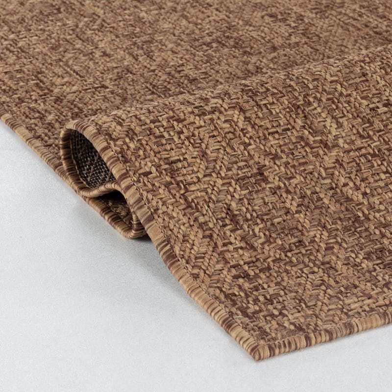 Larissa Collection Geometric Brown/Tan Indoor/Outdoor Area Rug