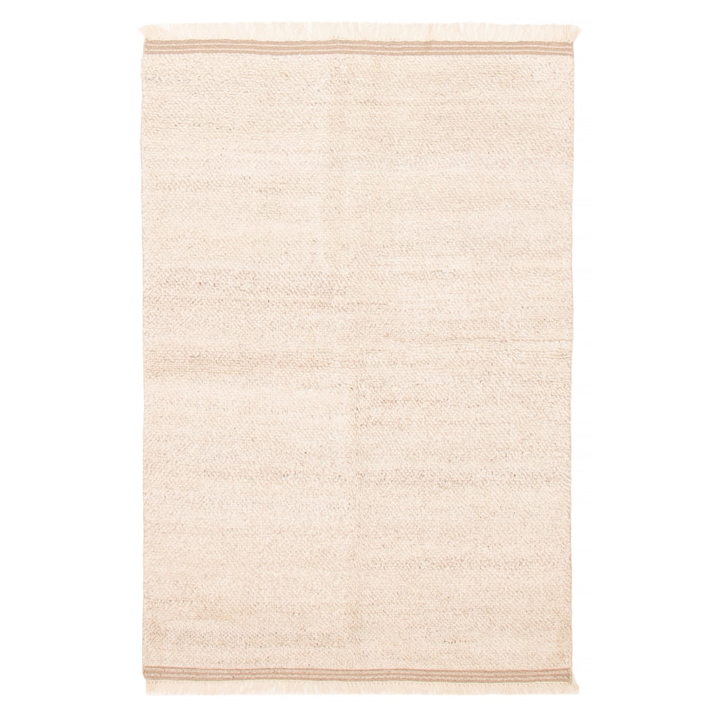 ECARPETGALLERY Hand-knotted Tangier Cream Wool Rug - 5'4 x 7'10