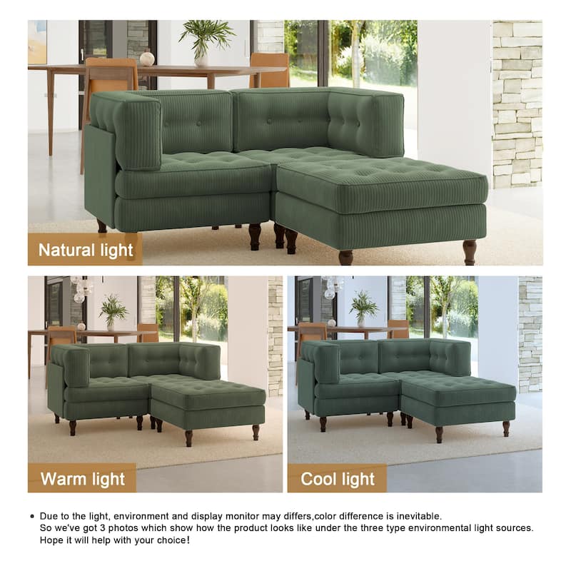 Oversized Sofa Corduroy Tufted Modular Sectional Set