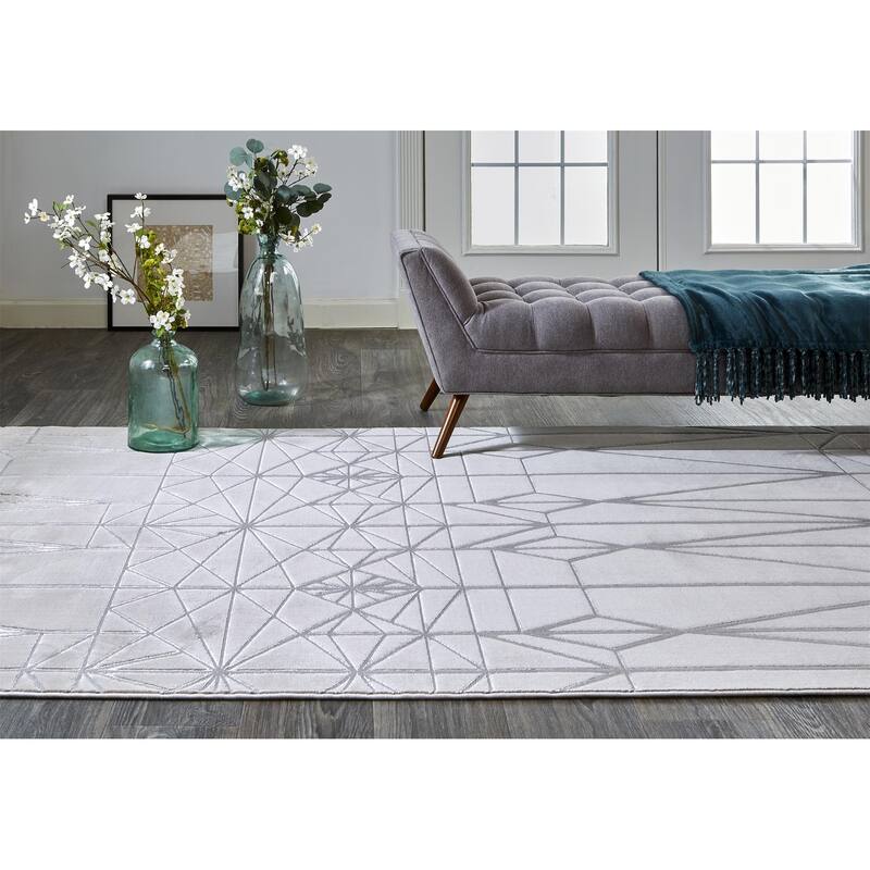 Geometric Architectural Transition Contemporary Rug