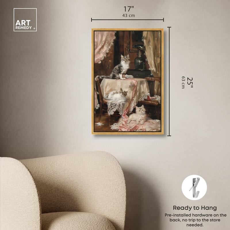 Kittens at the Table Canvas by Art Remedy