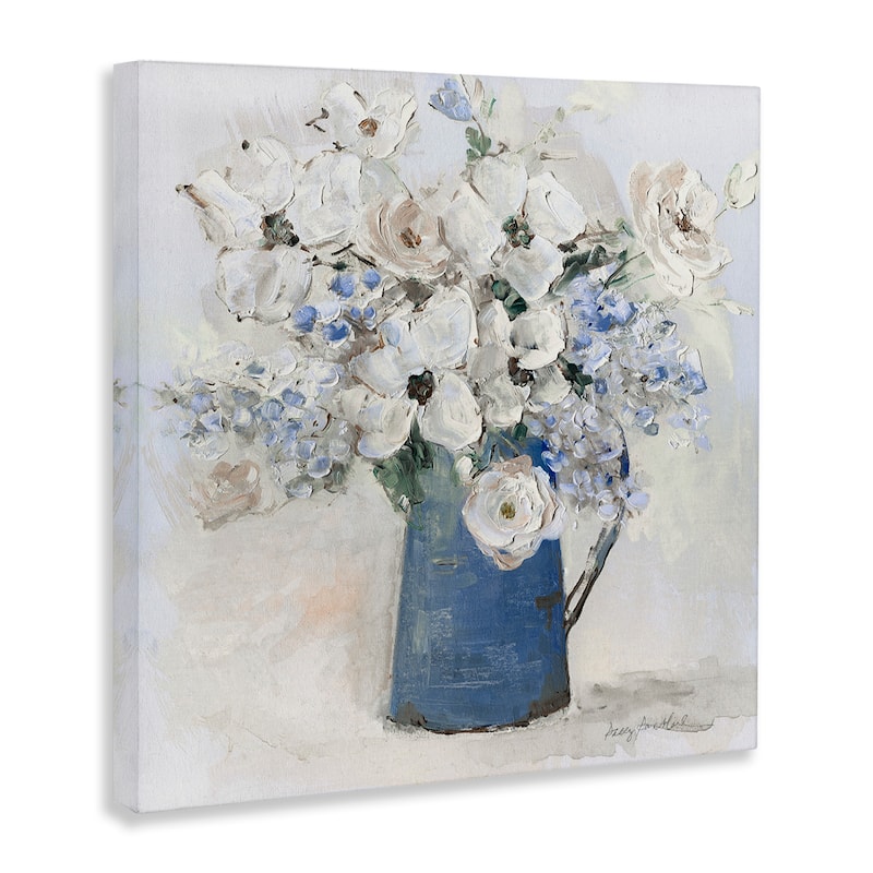 Stupell Bouquet in Blue Country Vase Canvas Wall Art Design By Sally Swatland