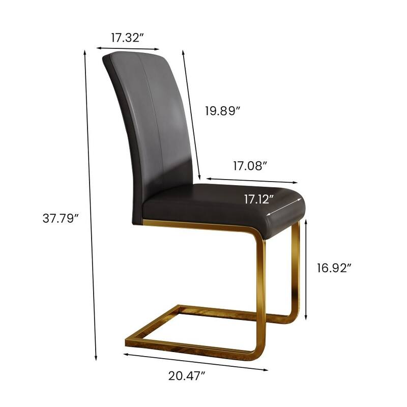 Luxury and Modern Home Dining Side Chair, White Leather Upholstered, Gold Legs, Set of 2, Assembly Needed - 37.80”