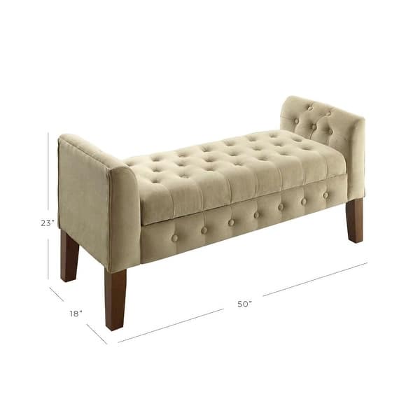 dimension image slide 1 of 2, Copper Grove ArumVelvet Tufted Storage Bench / Settee