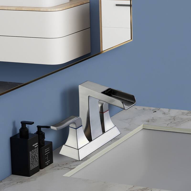 Topcraft Two Handle Waterfall Bathroom Faucet with Pop-Up Drainer