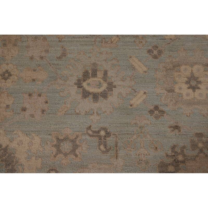 Vegetable Dye Oushak Area Rug Hand-Knotted Blue Wool Carpet - 8'3" x 10'0"