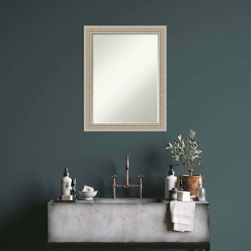 Mezzo Silver Half-Inch-Bevel Wood Framed Wall Mirror - Mezzo Silver - Glass Size 18x24