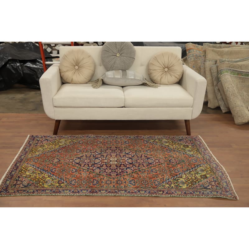 Hand Knotted Oriental 100% Wool Carpet Traditional Medallion Oranges & Rust Tabriz Area Rug - 5' 10'' X 3' 3''