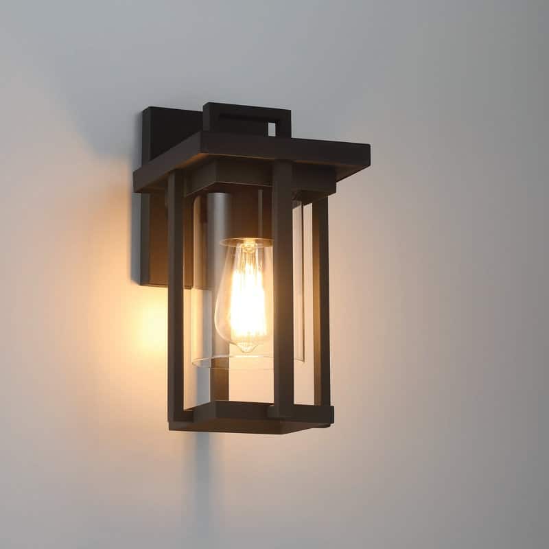 Acroma - 1 Light Steel & Glass Lantern Dimmable Outdoor Wall Light