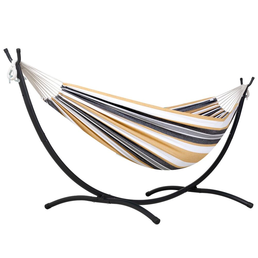 9.35 ft. 2-Person Brazilian-Style Foldable and Portable Outdoor Hammock Bed with Stand Set - 112.2 in.* 44.1 in. *40.9 in.