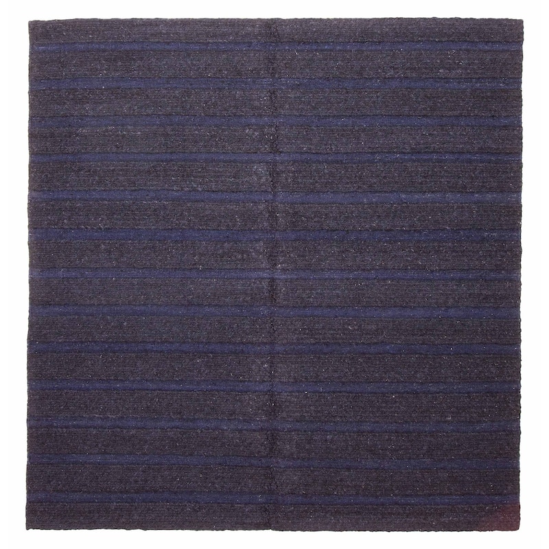 ECARPETGALLERY Flat-Weave Natural Navy Wool Tapestry Kilim - 6'7 x 6'8 - Dark Navy - 6'7 x 6'8