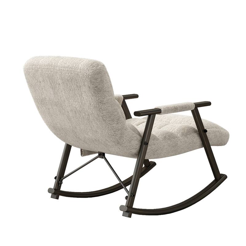 Folding Rocking Upholstered Chair with Adjustable Back and Footrest