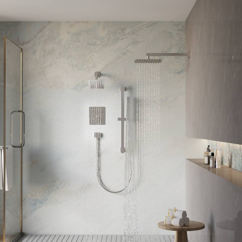 3-Function Dual Shower System With 10in. Square Shower Head With Hand Shower(Valve Included)