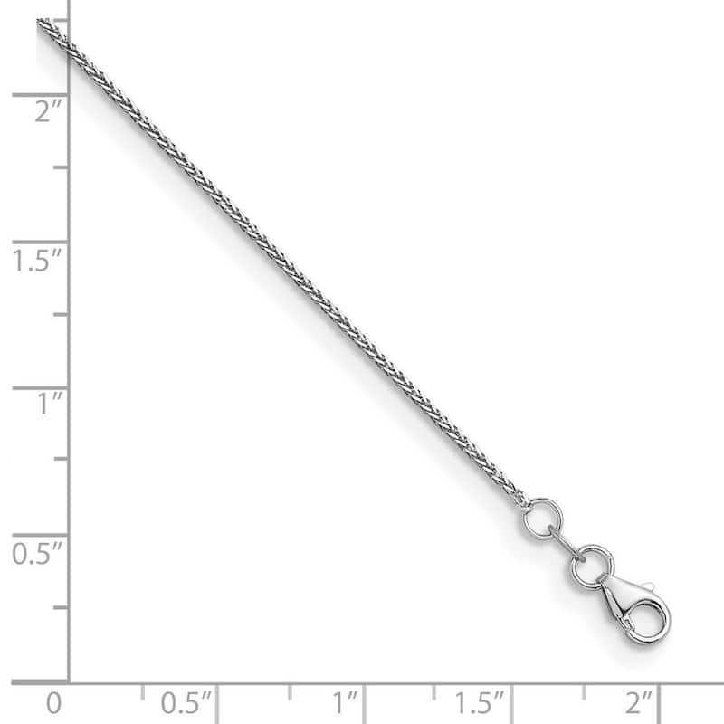 Curata Italian 14k White Gold 0.7mm Rope Chain Necklace For Women (Lobster)