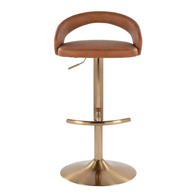 Grotto Upholstered Adjustable Barstool with Gold Metal - Set Of 3