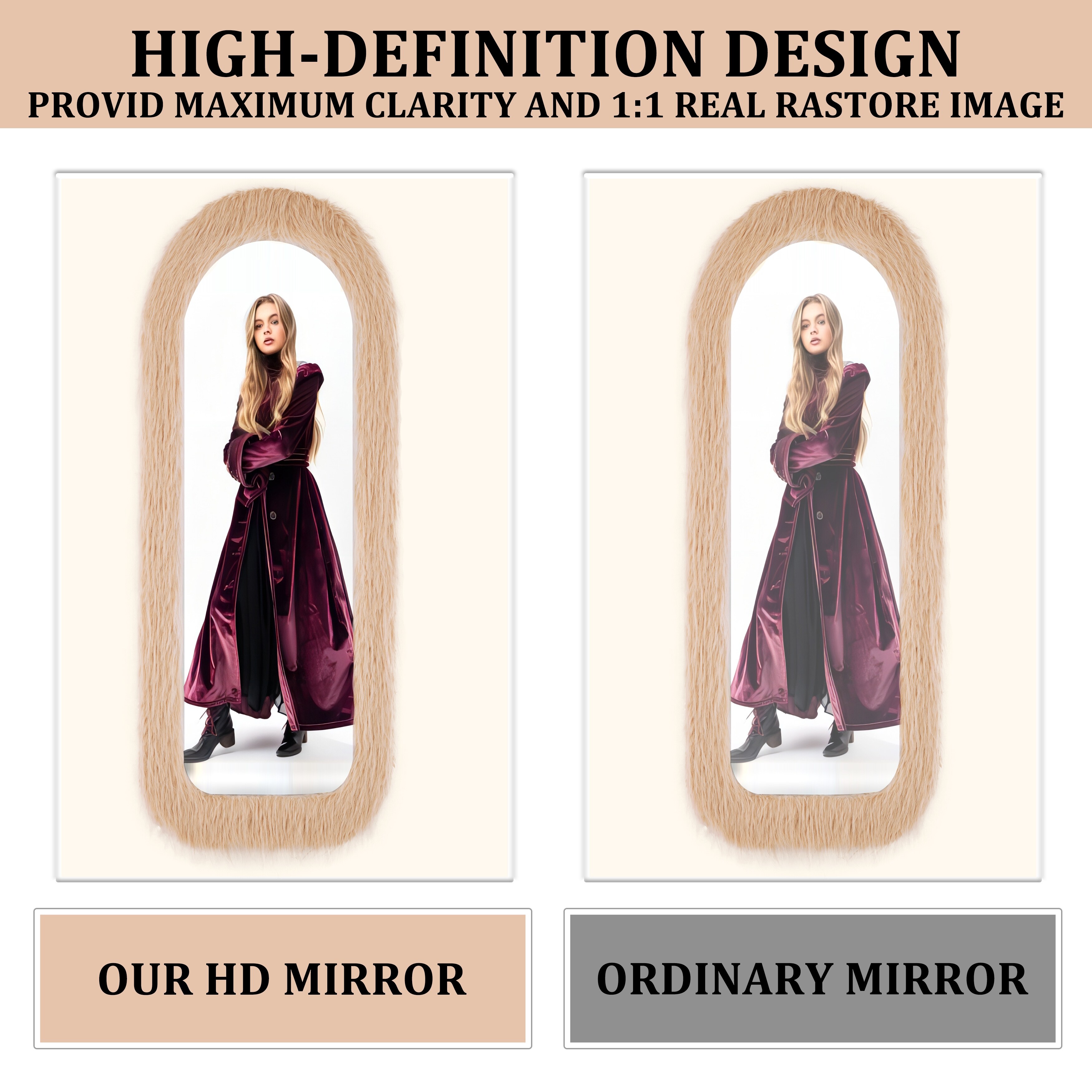 Organnice 24 in. W x 63 in. H Arched Long Flannel Mirror
