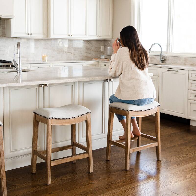 Maven Lane 26" Adrien Saddle Kitchen Counter Height Stool