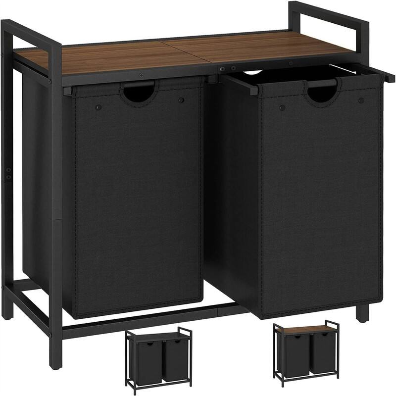 Clothes Hamper for Laundry Room - 28.4"L x 12.7"W x 28.7"H - Black walnut