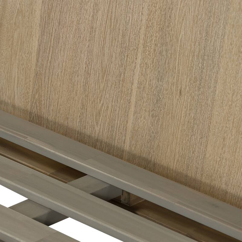 King Size Platform Bed - Acacia Wood Bed Frame - Modern Bedroom Furniture - Gray Finish