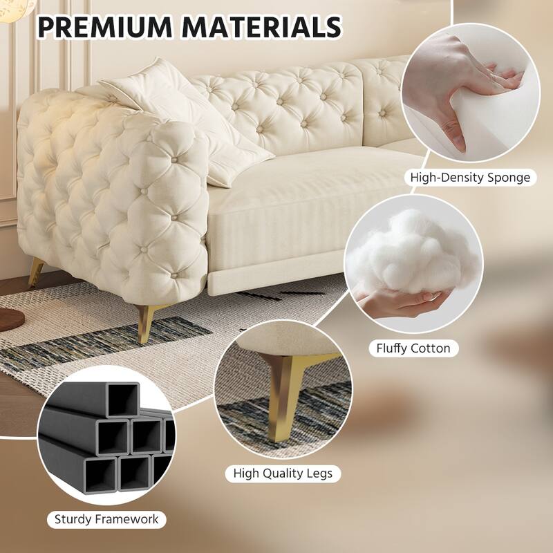 GDFStudio - Velvet 97.7" 3-in-1 Convertible Sleeper Sofa with Pull-Out Bed