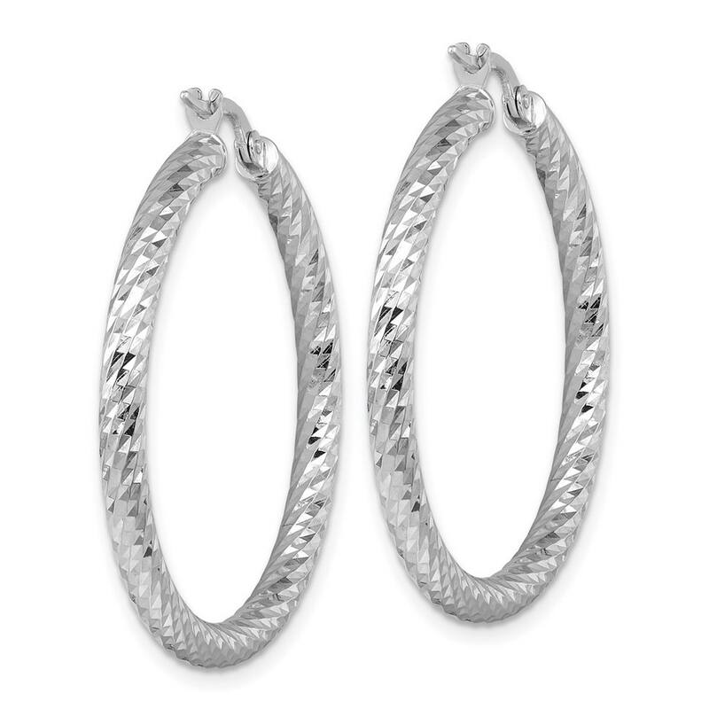 Curata 14k White Gold Twisted Hoop Earrings - 36.7x34.8mm