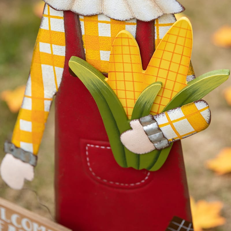 Glitzhome Fall Metal Scarecrow Yard Stake Standing/Hanging Decor for Thanksgiving