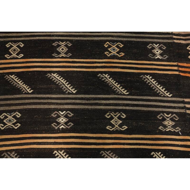 Hand Woven Oriental 100% Wool Carpet Southwestern Tribal Brown Kilim Area Rug - 9' 6'' X 6' 11''