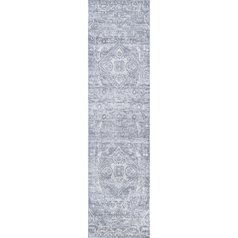 JONATHAN Y Traditional Persian Vintage Medallion Area Rug - 2 X 10 - Light Gray