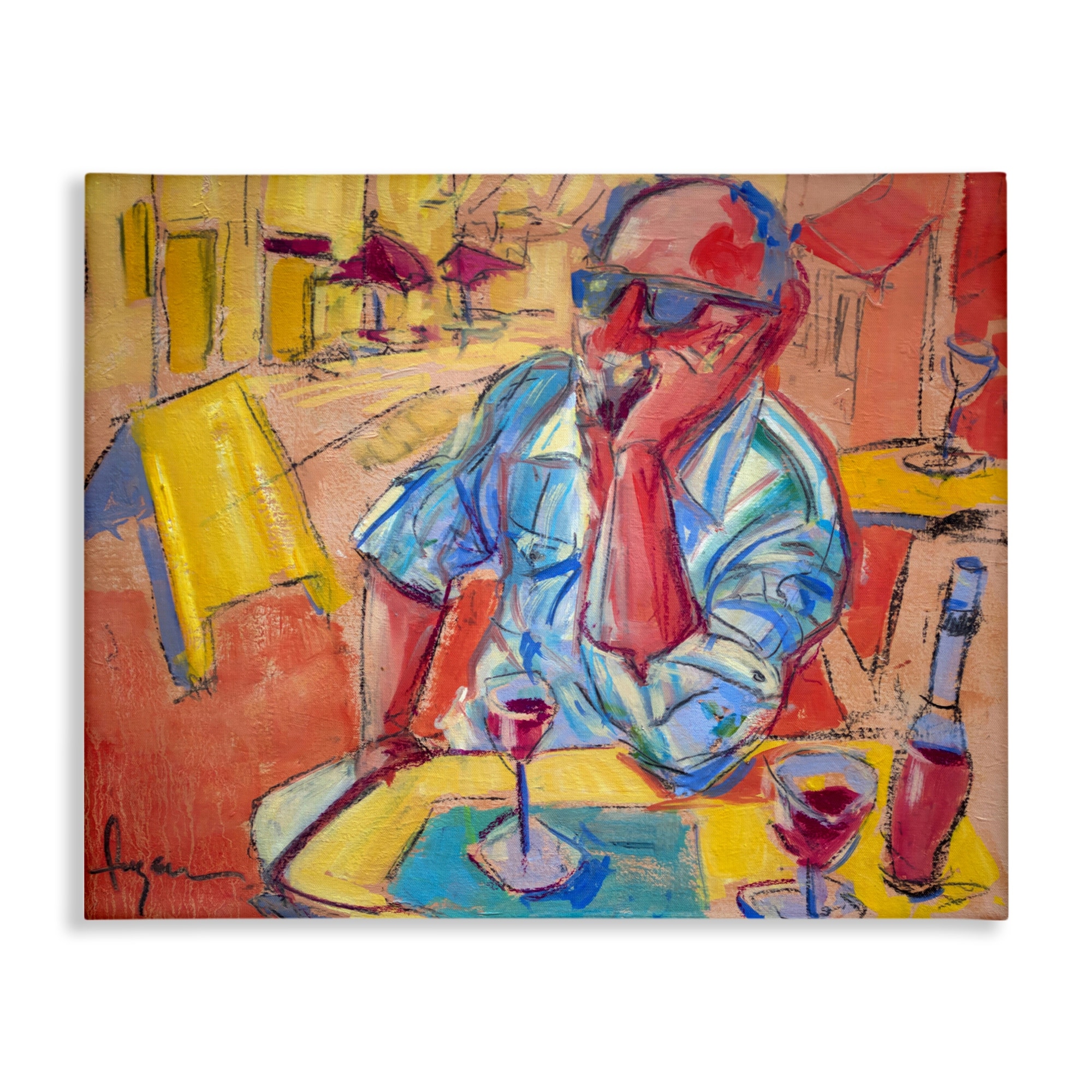 Stupell Man with Wine Portrait Canvas Wall Art Design By June Erica Vess